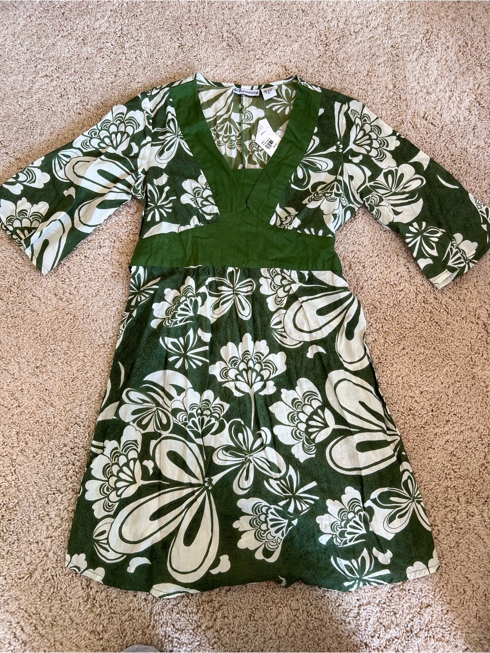 Green Floral V-Neck Women’s Dress
